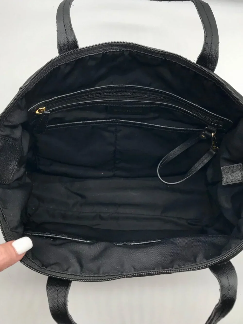 Michael Kors Black Nylon Kelsey Top Zip Tote Bag